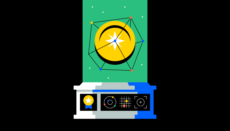 A crypto coin inside of a pillar